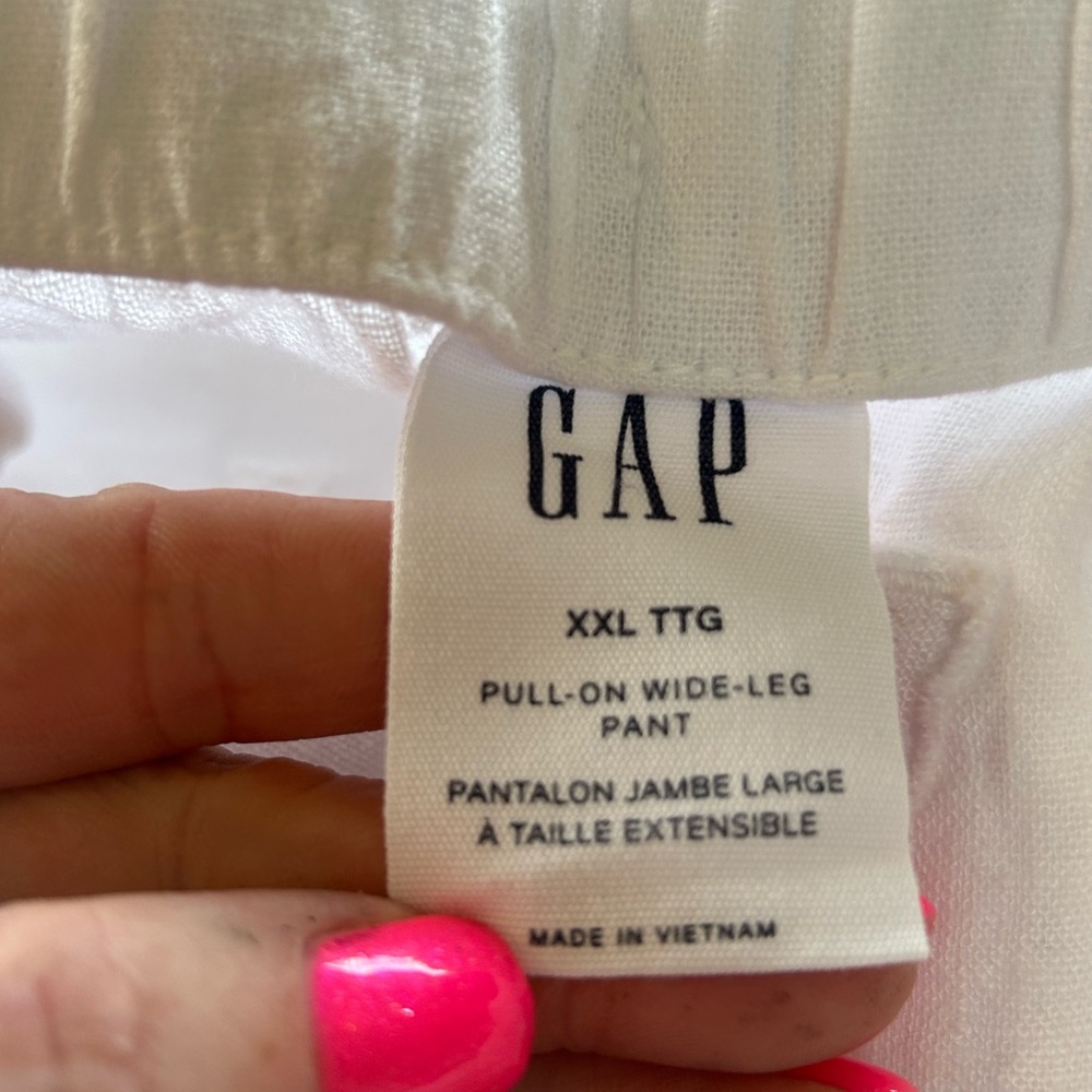 GAP Linen Blend Wide Leg Pants XXL White Pull On Elastic Waist Summer Sold Out - Picture 4 of 12
